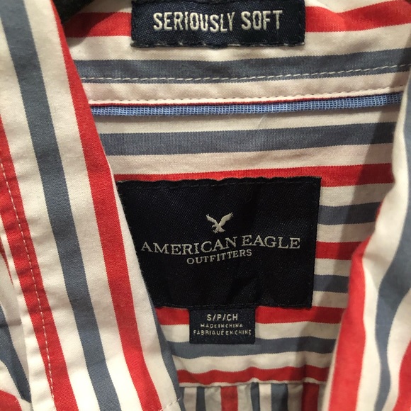 AE STRIPED SHORT SLEEVE BUTTON UP - Picture 2 of 3